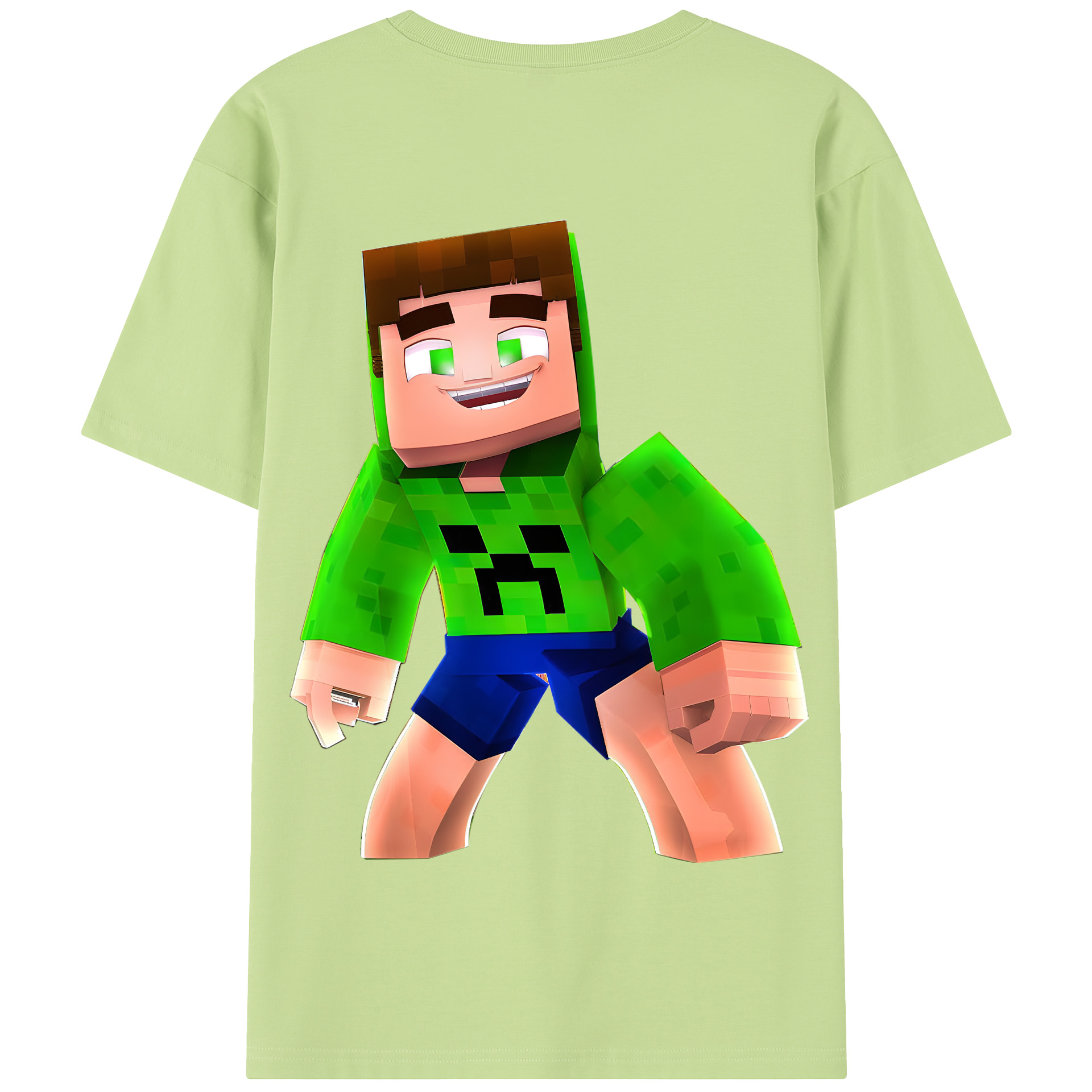 （画像用） マインクラフト ブロックの世界 Minecraft MC Block world 綿100％半袖Tシャツ（背面プリント）